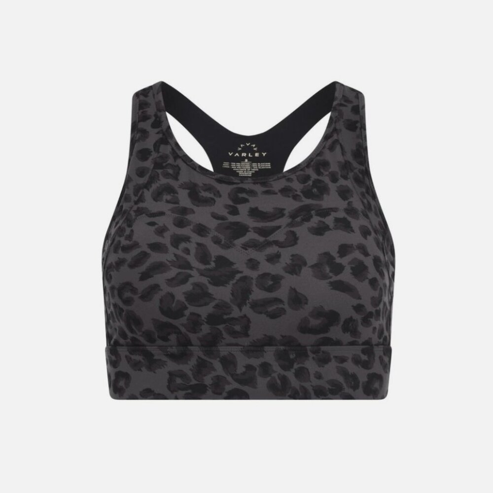 Varley Basset Sports Bra Iron Grey Cheetah Print Size S NWT